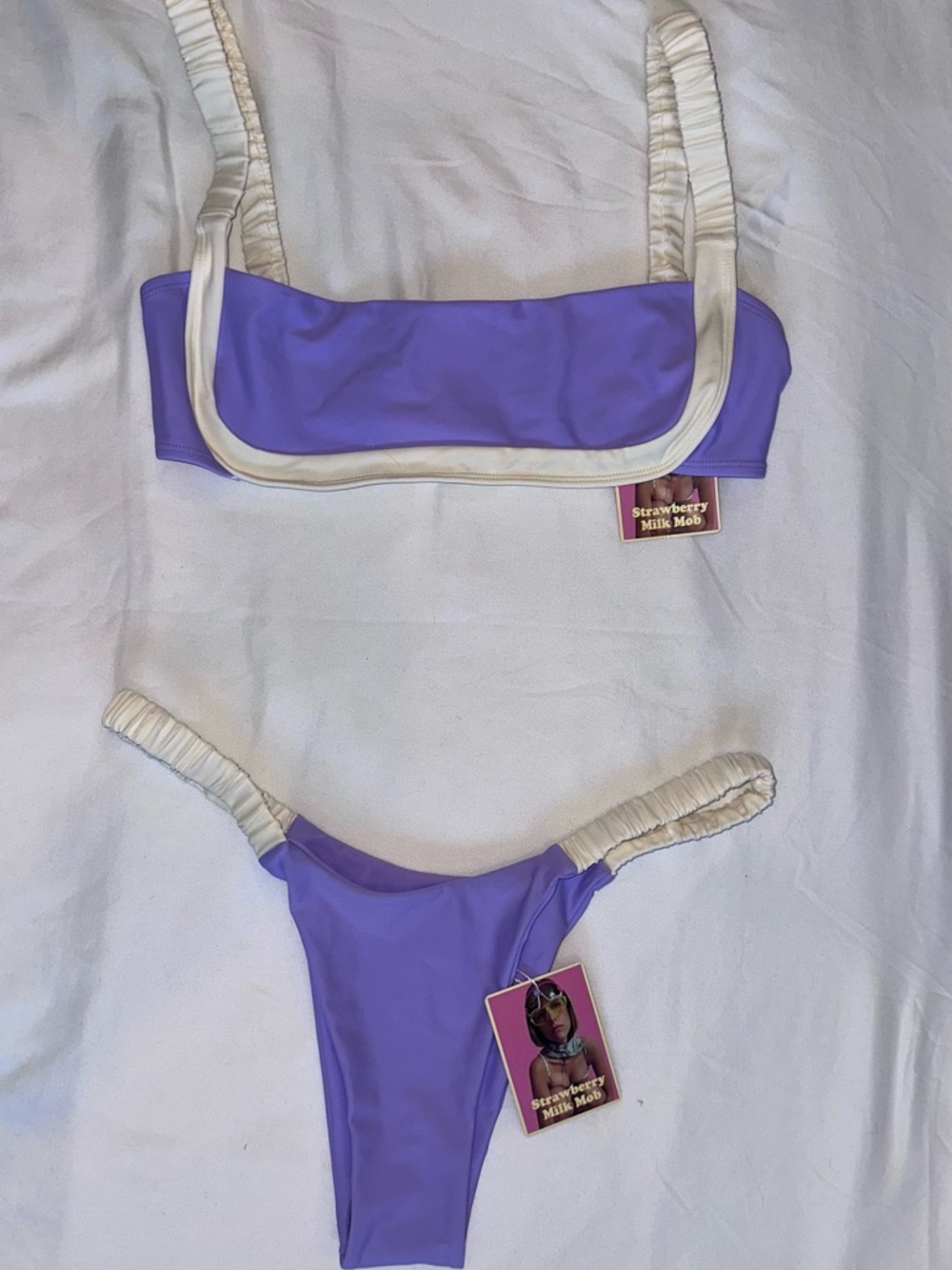 Strawberry Milk Mob Lilac Bikini with Cream Trim